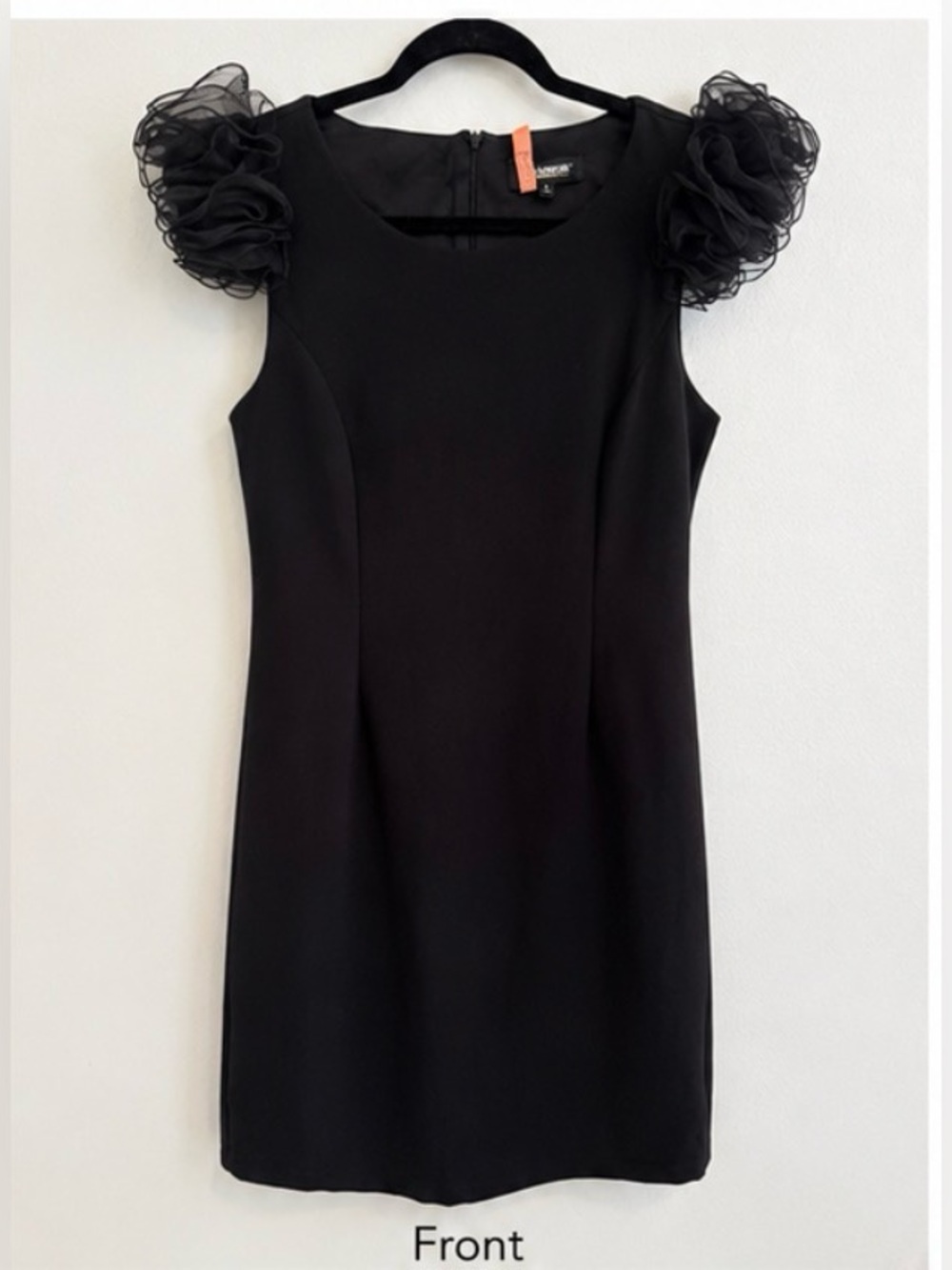 Glamour Black Puff-Sleeve Shift Dress